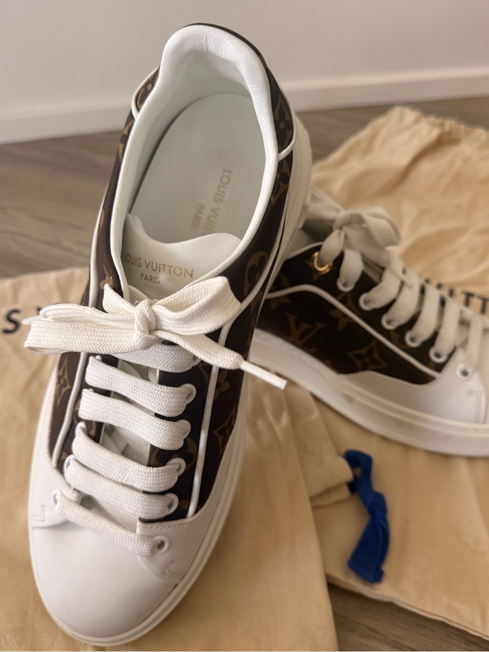 Louis Vuitton White & Brown Monogram Frontrow Low-Top Sneakers